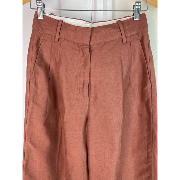 Wilfred The Effortless Pant Women's Size 4 Brown Pleated Front Wide Leg Trousers - Picture 9 of 9